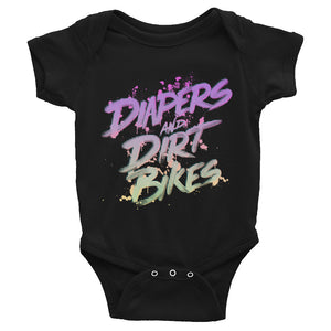 Diapers And Dirt Bikes Infant Bodysuit Black