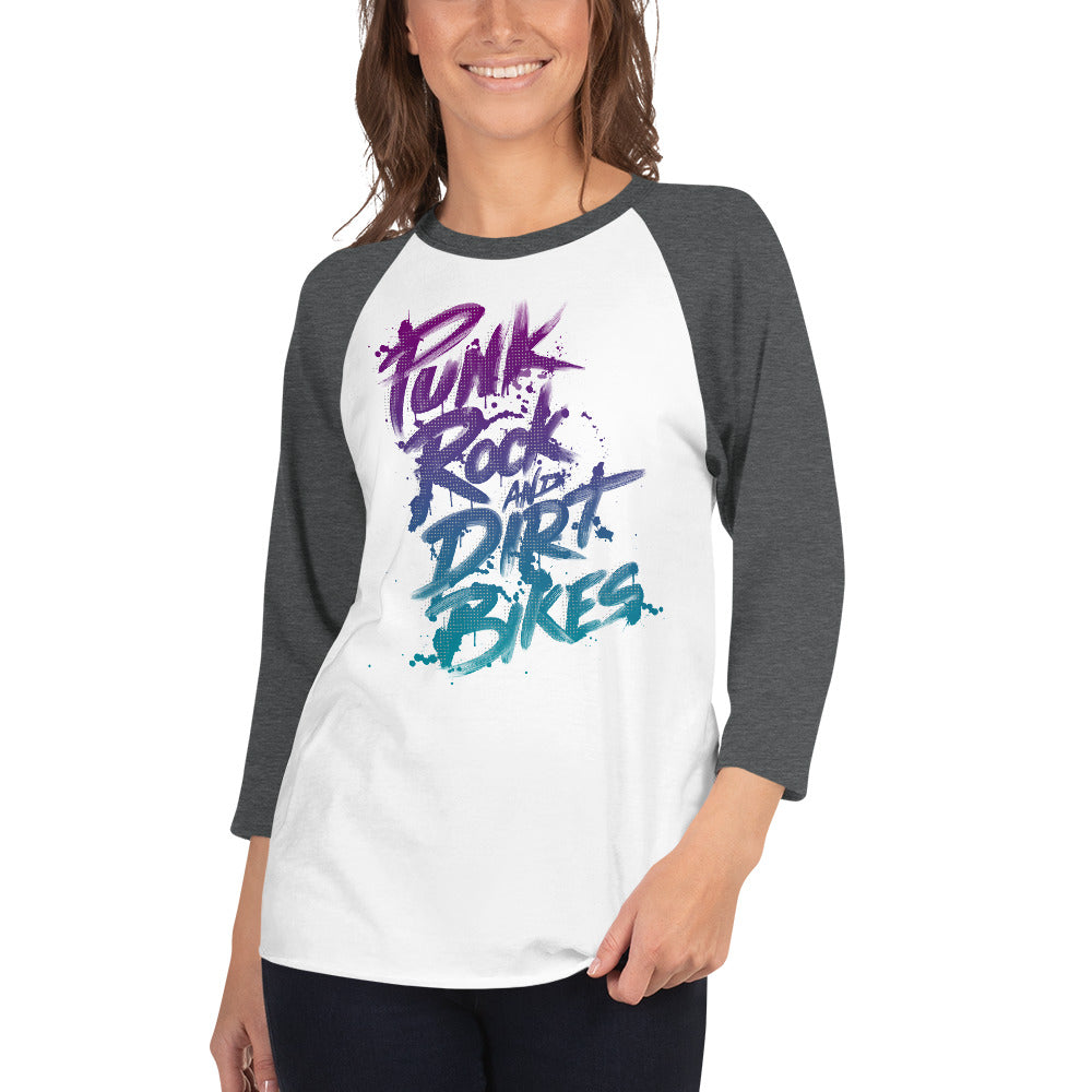 Punk Rock And Dirt Bikes Women's Raglan White